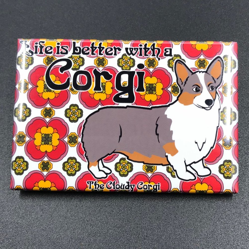 Psychedelic Tricolor Corgi Magnet Dog Art Gifts